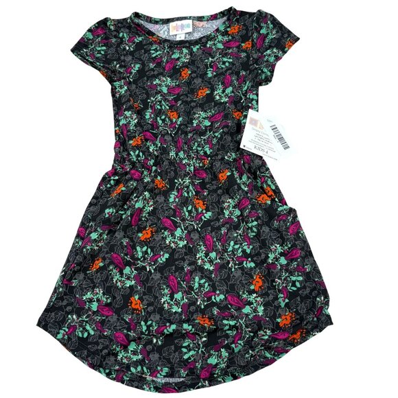 LuLaRoe 4T Mae Black Floral Polyester Spandex NWT - Picture 1 of 4